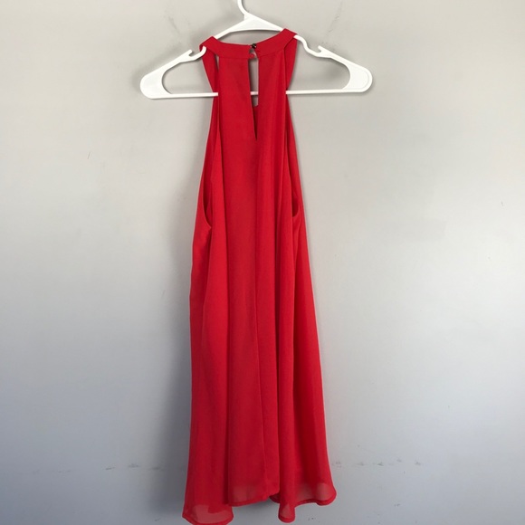 Astr The Label High Neck Shift Dress Red Sleeveless Rayon Knee Length Sz S - Picture 5 of 9